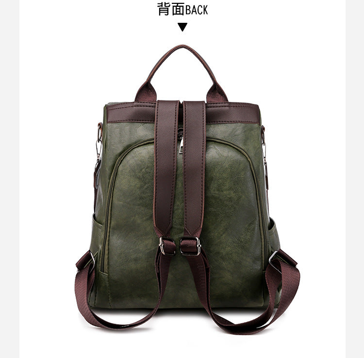 Cross-border women's backpack women's 2022 new PU women's bag European and American retro leisure outdoor travel backpack anti-theft bag - KuzuSHOP