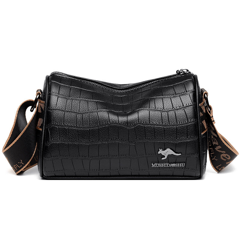 Top layer cowhide pillow bag women's bag 2022 new trendy fashion crocodile pattern shoulder Messenger bag casual soft leather bag - KuzuSHOP