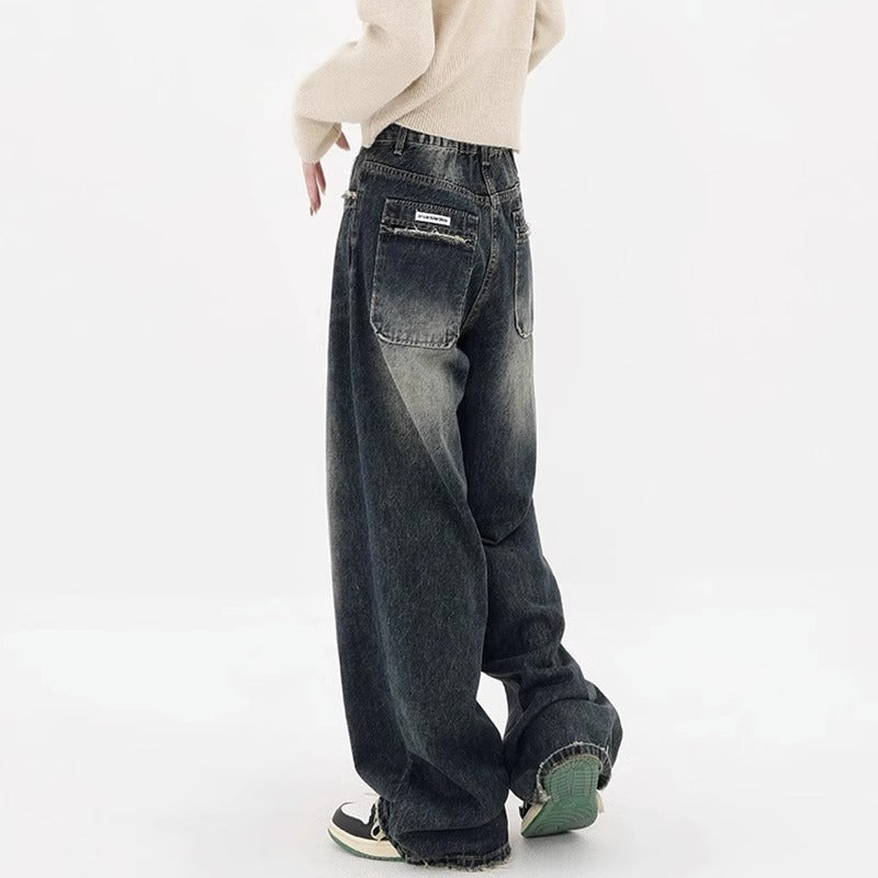 Plus Size High Waist Loose And Slimming Straight Wide Leg Jeans For Women - KuzuSHOP