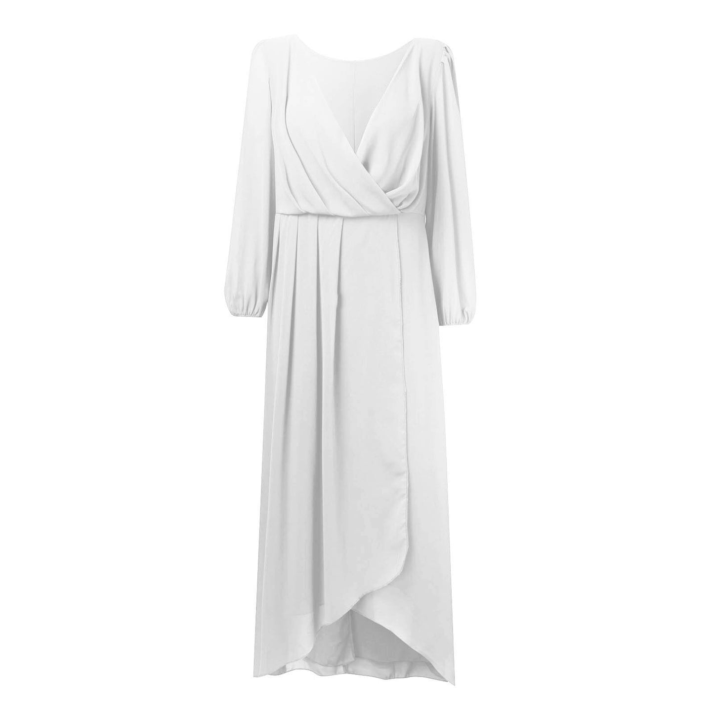 Women's V-neck Long-sleeved Dress Loose Party Evening Dress - KuzuSHOP