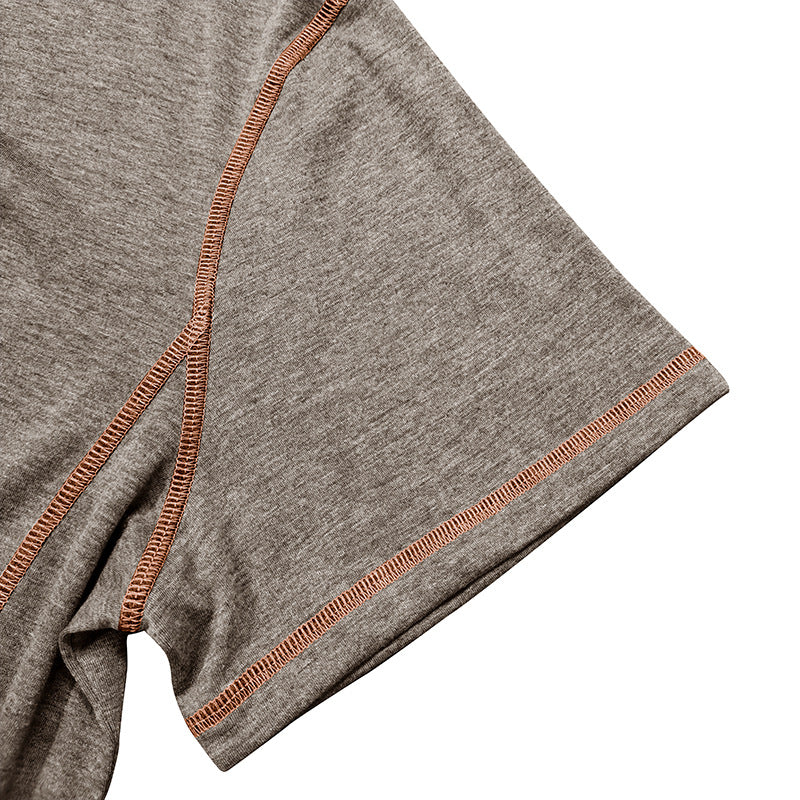 Short Sleeve Men's Round Neck T-shirt Color Matching Top - KuzuSHOP