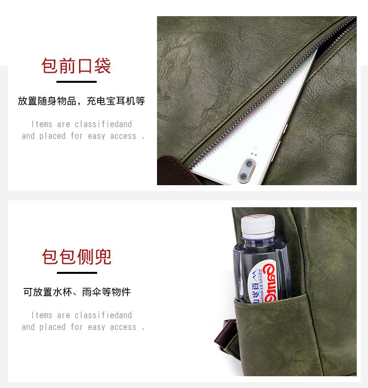 Cross-border women's backpack women's 2022 new PU women's bag European and American retro leisure outdoor travel backpack anti-theft bag - KuzuSHOP