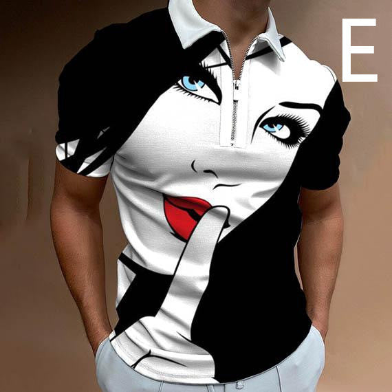 Shirts For Men Face Art Print Short Sleeve Tshirts Streetwear Mens - KuzuSHOP