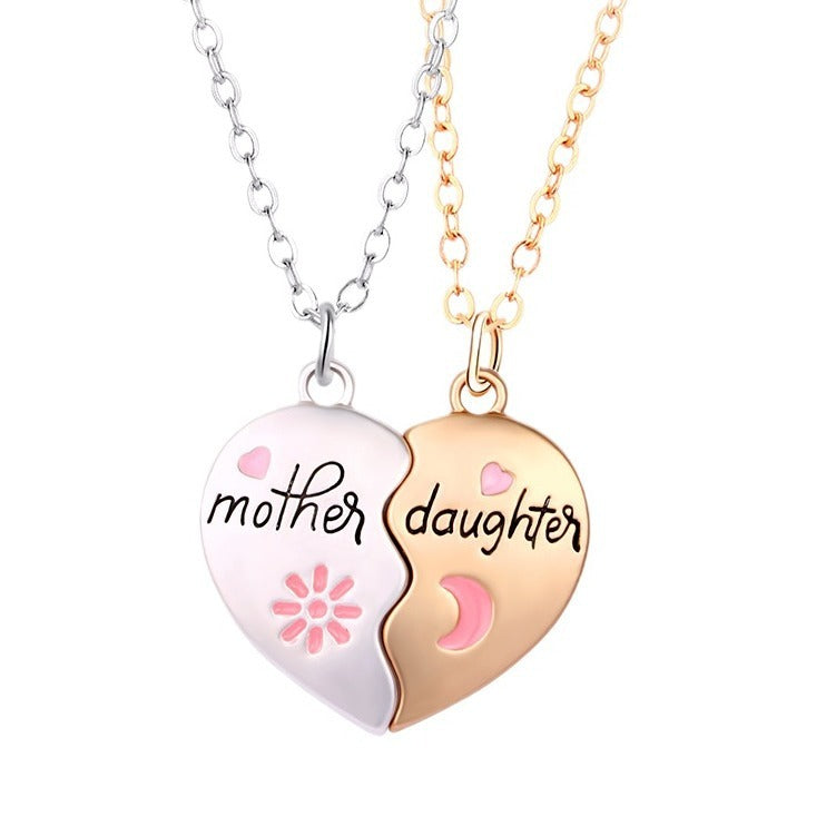2PCS Set Jewelry Mother Daughter Necklace Matching Heart Magnetic Pendant Fashion Gifts For Mother's Day - KuzuSHOP