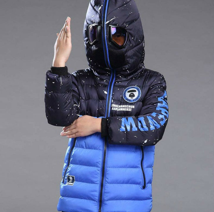 Fashion Boy's Glasses Hooded Warm Cotton Coat - KuzuSHOP