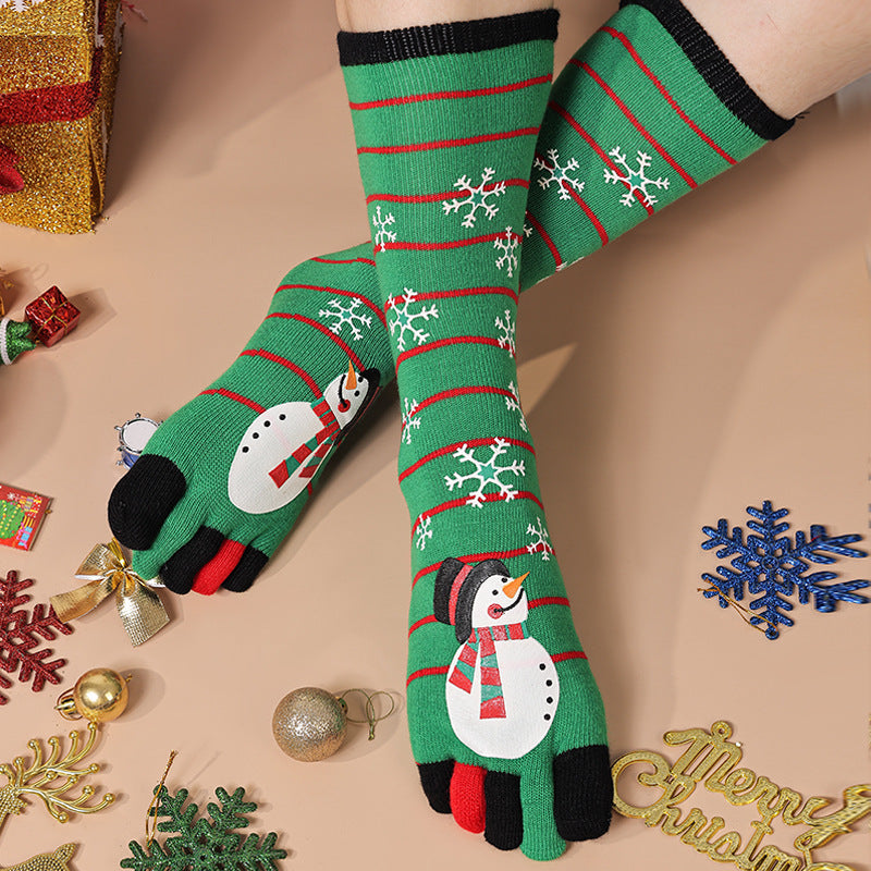 Cute Christmas Five-finger Socks Winter Elastic Sweat-absorbent Split-toe Socks For Women - KuzuSHOP