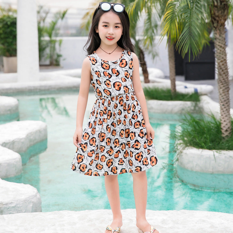 Girls' Rayon Breathable Print Beach Dress - KuzuSHOP