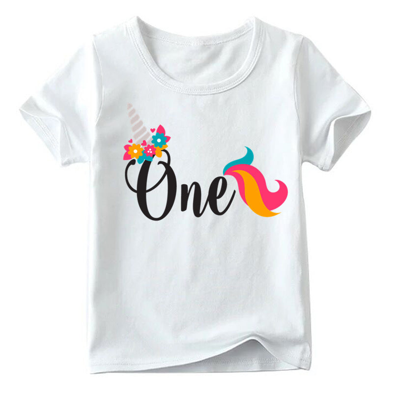 Children's Birthday Digital Printed Short-sleeved T-shirt - KuzuSHOP