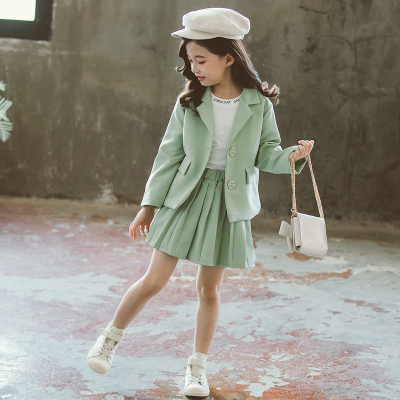 Fashion Simple Suit Pleated Skirt Suit - KuzuSHOP