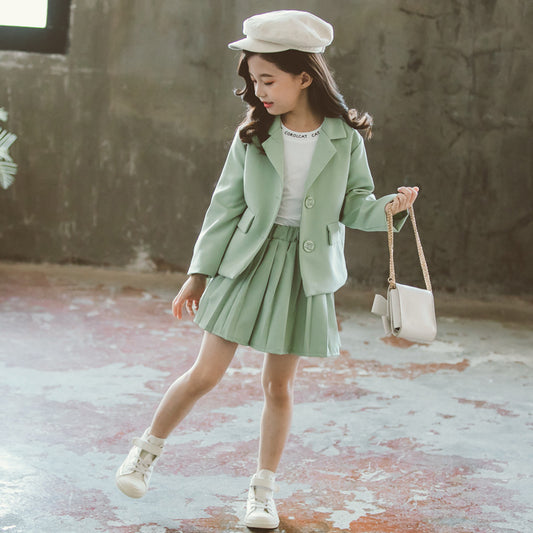 Fashion Simple Suit Pleated Skirt Suit - KuzuSHOP
