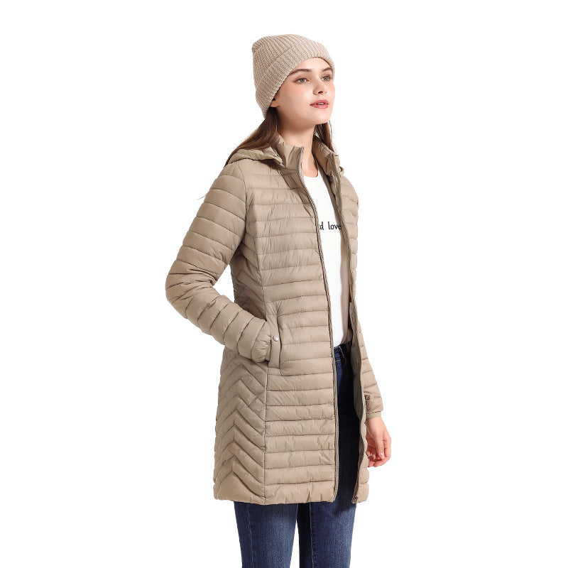 Women's Lightweight Mid-length Slim-fit Cotton-padded Jacket - KuzuSHOP