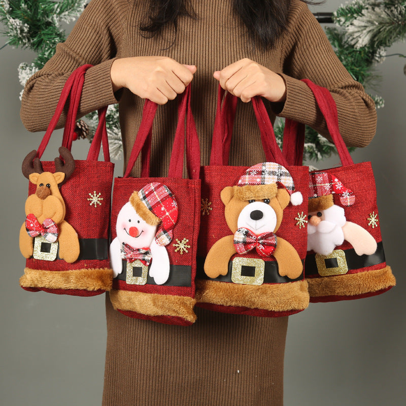 Christmas Candy Gift Tote Bag For Kids, Snowman Bear Handbag, Small Christmas Tree Decoration Bags - KuzuSHOP