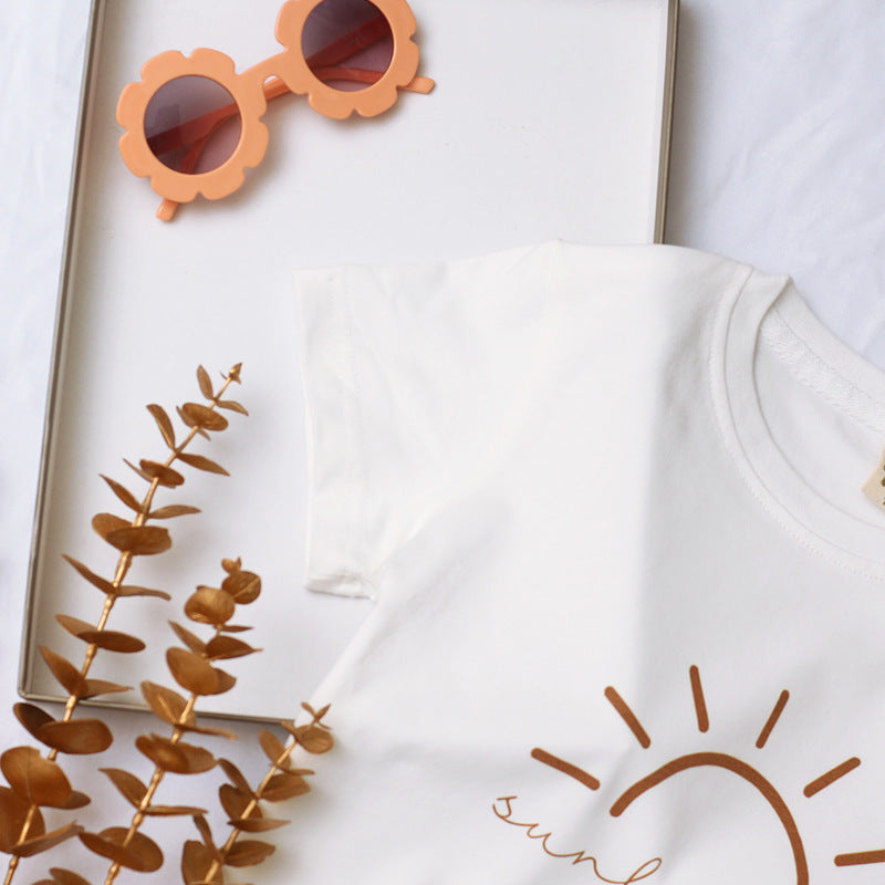 Girl Baby Simple White Cotton Short Sleeves - KuzuSHOP