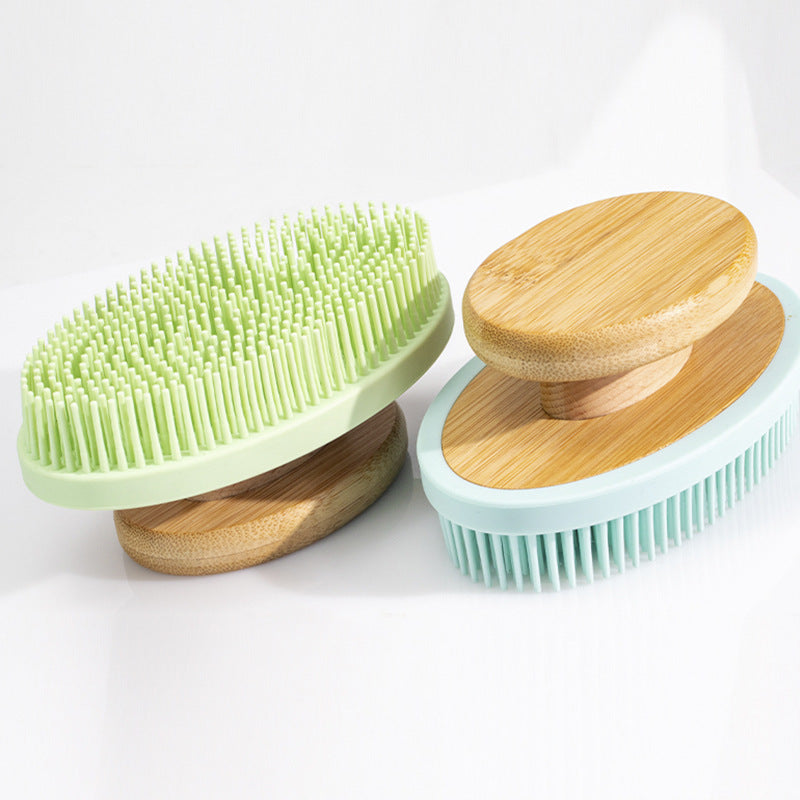 Silicone Bath Brush Massage Bath Soft Hand-held Long Teeth Cleaning - KuzuSHOP