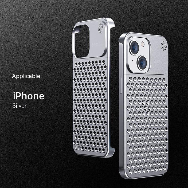 Aluminum Alloy Phone Case For 14 13 Pro Max Plus Hollow Heat Dissipation Anti-fall Full Body Shockproof Phone Cove - KuzuSHOP