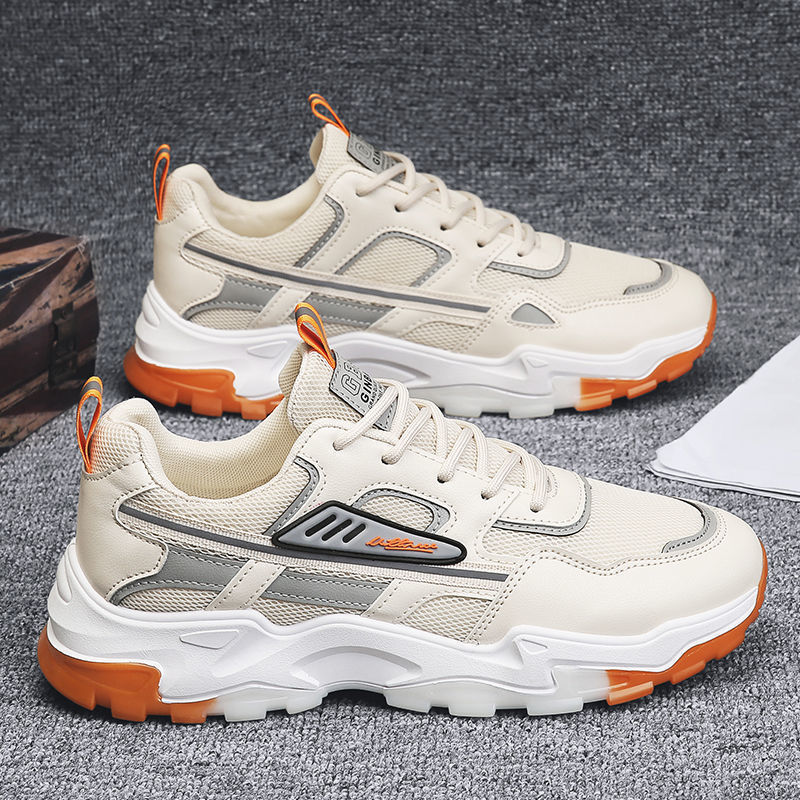 Black White Lace-up Sneakers Men Outdoor Breathable Csual Mesh Shoes Lightweight Running Sports Shoes - KuzuSHOP