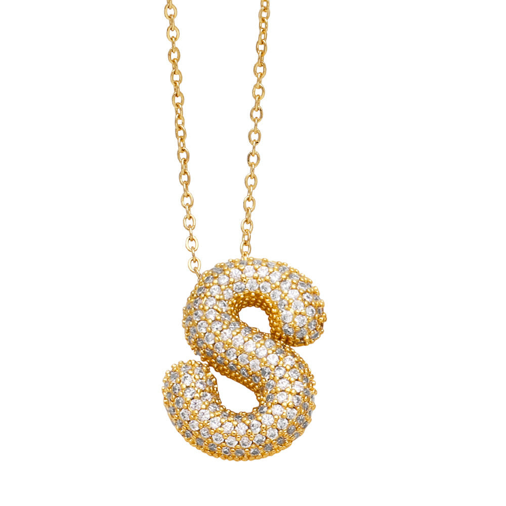 26 English Letter Necklace For Women Inlaid Zircon - KuzuSHOP