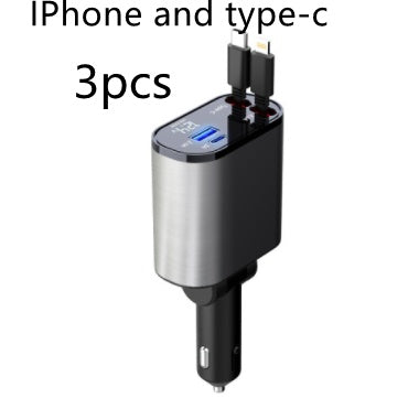Metal Car Charger 100W Super Fast Charging Car Cigarette Lighter USB And TYPE-C Adapter - KuzuSHOP