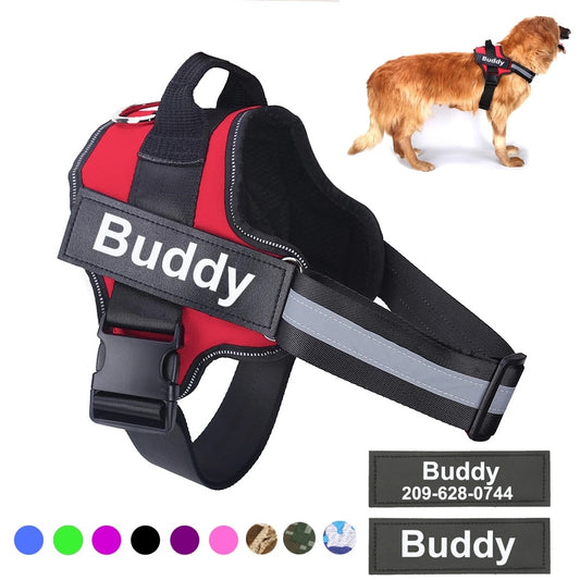 Personalized Dog Harness NO PULL Reflective Breathable Adjustable Pet Harness Vest For Small Large Dog Custom Patch Pet Supplies - KuzuSHOP