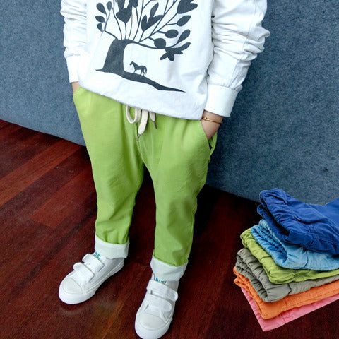 Boys And Girls Cotton Cropped Trousers - KuzuSHOP