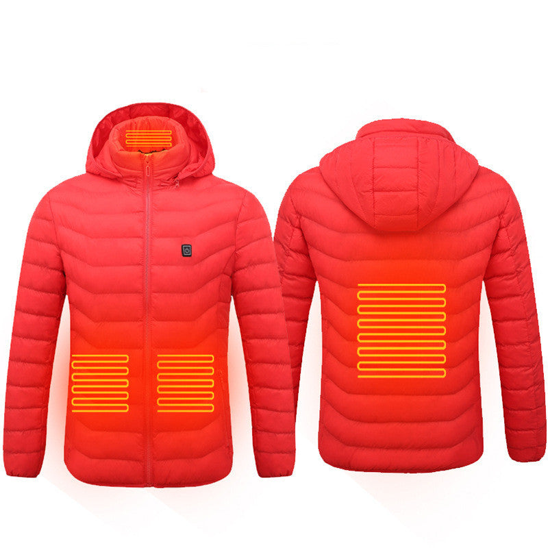 Men Heated Puffer Jacket Electric Heating Coat Insulated Hood Windbreaker 9Heat Zones - KuzuSHOP