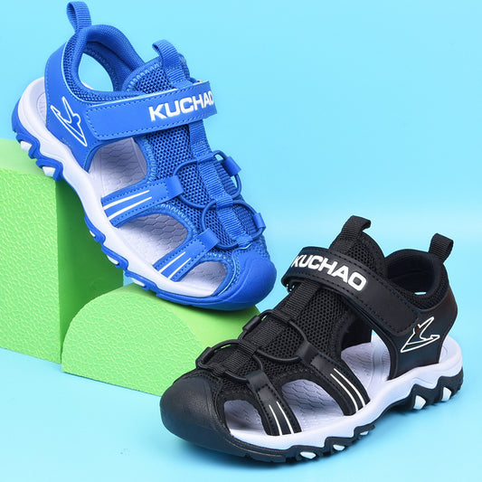Boys Sandals Baotou Summer Soft Sole Black Children's Beach Shoes Boys Sandals Non-slip - KuzuSHOP