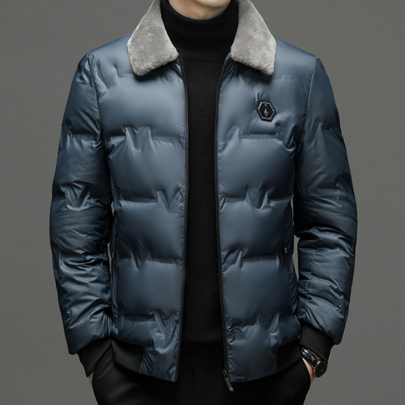 Men's Cotton-padded Jacket Winter Fur Collar Coat Men's Casual Jacket - KuzuSHOP