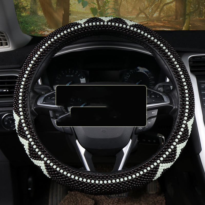 Small Card Light Wooden Bead Steering Wheel Cover - KuzuSHOP