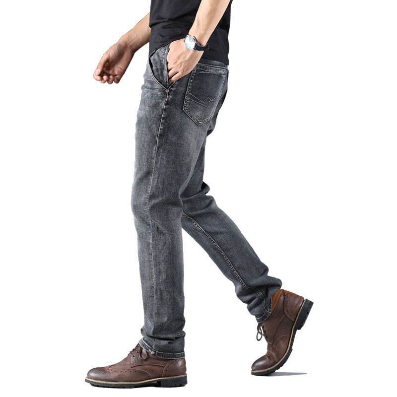 Smoky Gray Jeans Men's Loose Straight - KuzuSHOP