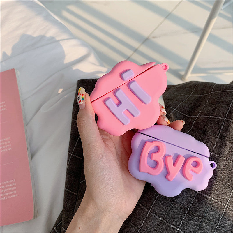 AirPod 2 Case 3D HI BYE Cloud Letter Cartoon Soft Silicone Wireless Earphone Cases For Apple Airpods Case Cute Cover - KuzuSHOP