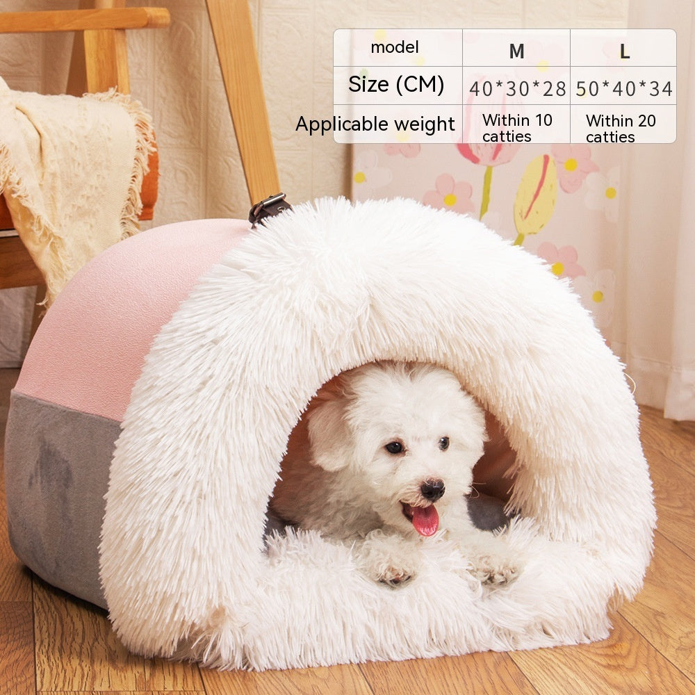 New Splice Portable Pet Nest Portable Autumn And Winter Warm Dog Nest Moisture-proof Long Fur Cat Nest Cross Border Pet Nest - KuzuSHOP