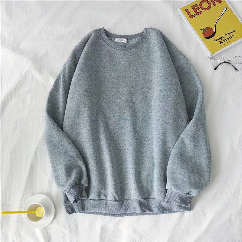 Solid Color Loose And Fattened Warm Hat Sweater With Pockets - KuzuSHOP