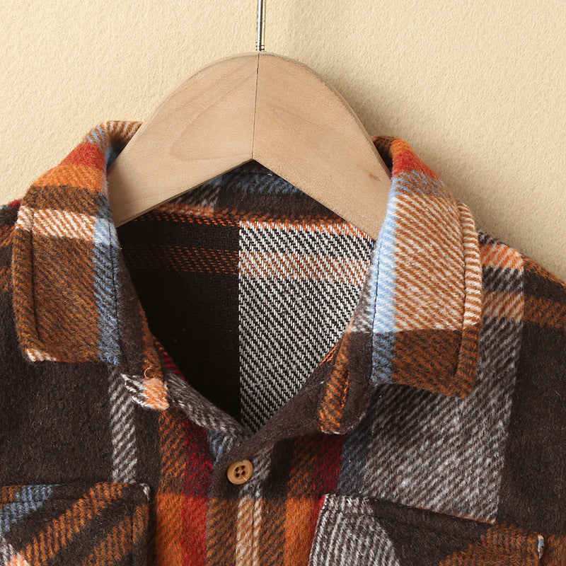 Girls Fashion Small Plaid Shirt Children's - KuzuSHOP