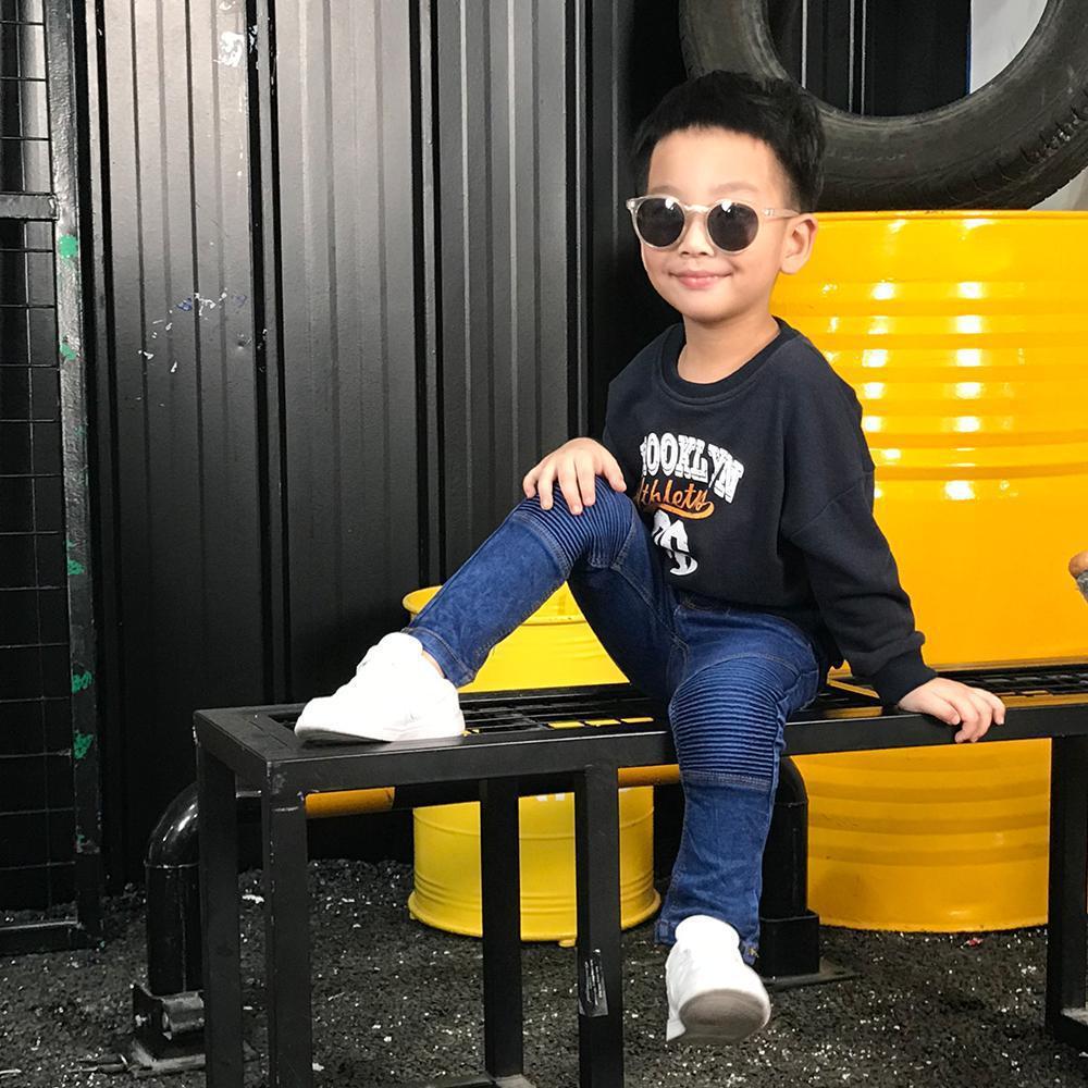 Crinkled Stretch Slim Fit Kids Trousers - KuzuSHOP