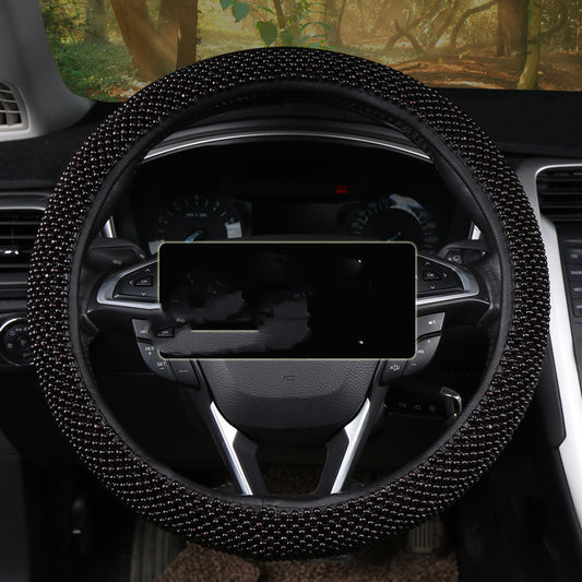 Small Card Light Wooden Bead Steering Wheel Cover - KuzuSHOP