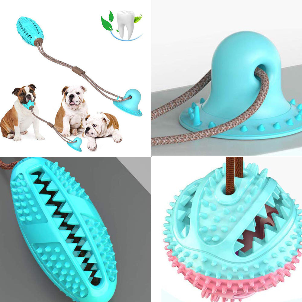 Dog Toys Silicon Suction Cup Tug Interactive Dog Ball Toy For Pet Chew Bite Tooth Cleaning Toothbrush Feeding Pet Supplies - KuzuSHOP
