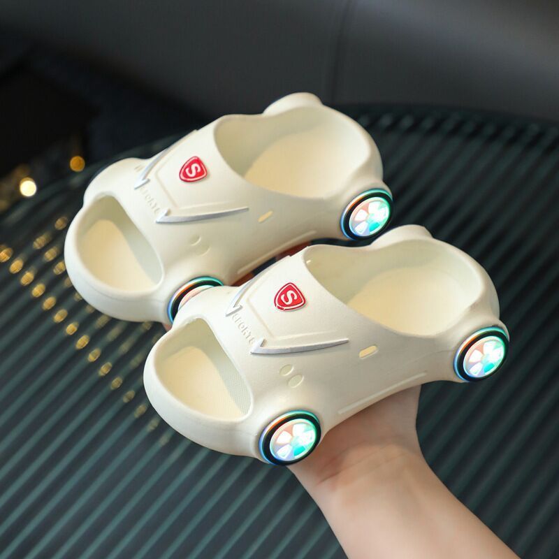 Kids Glowing Slippers Cartoon Car Sandals Children Sandals Anti Slip Boys Girls Luminous Slippers Summer Beach Shoes - KuzuSHOP