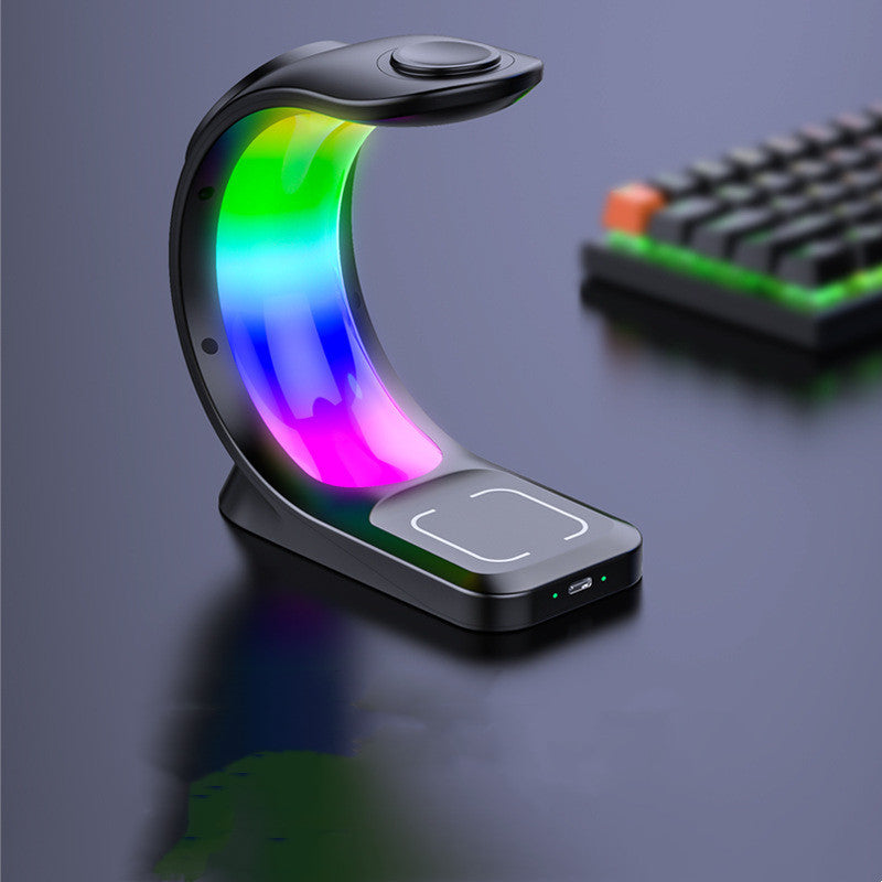 4 In 1 Magnetic Wireless Charger Fast Charging For Smart Phone Atmosphere Light Charging Station For Airpods Pro I-phone Watch - KuzuSHOP