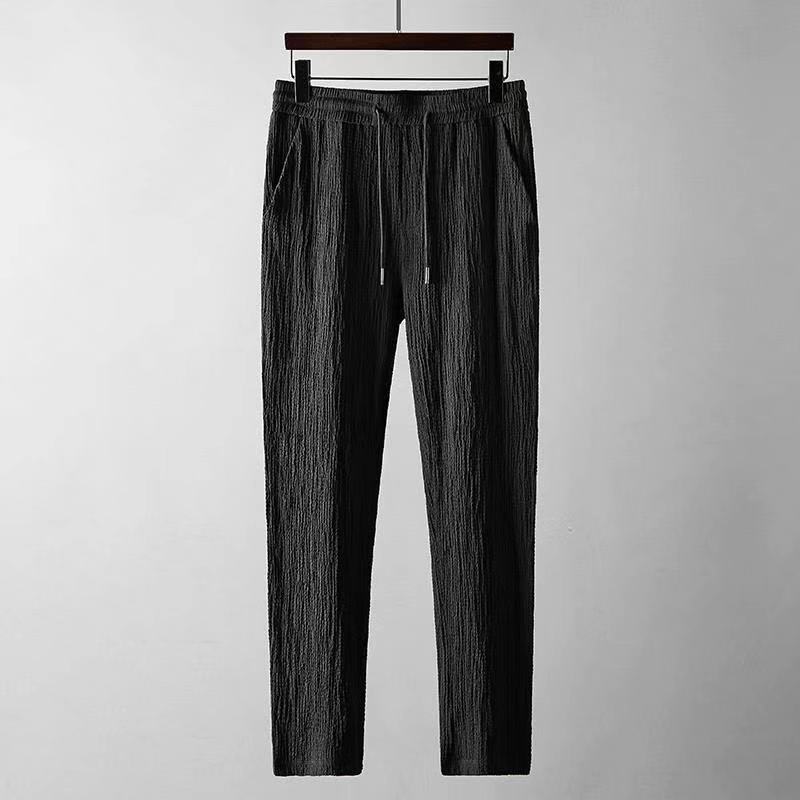 Leisure Suit Summer Loose Short Sleeve Top And Drawstring Trousers Fashion Mens Clothing - KuzuSHOP