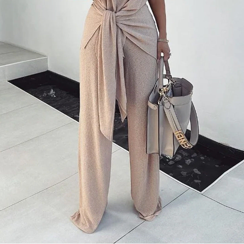 New Fashionable Knitted Pleated Lace-up Graceful And Fashionable Suit Pants - KuzuSHOP