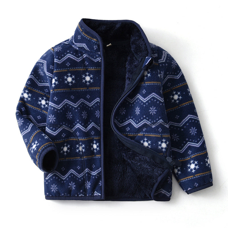 Children's Printed Polar Fleece Cartoon Jacket Plus Velvet - KuzuSHOP