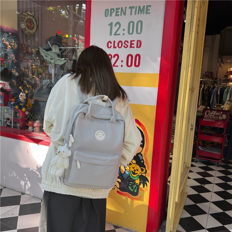 Large Capacity Solid Color Nylon Backpack