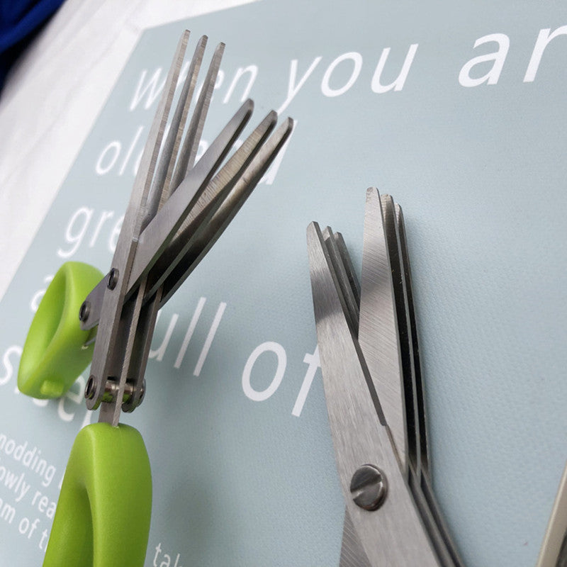 Multifunctional Multi-layer Green Onion Scissors Stainless Steel Onion Cutting Knife Herb Seaweed Spice Scissors Kitchen Scissor Kitchen Gadgets - KuzuSHOP