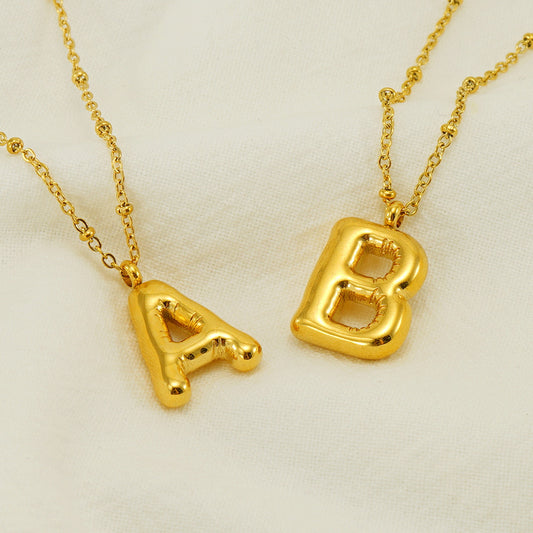 Women's Fashion Bubble Letter Pendant Letter Necklace - KuzuSHOP