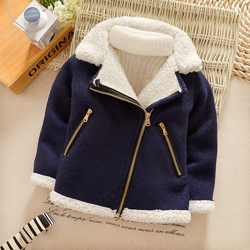 Children's Thickened Fleece Wool Top Lamb Wool Coat - KuzuSHOP