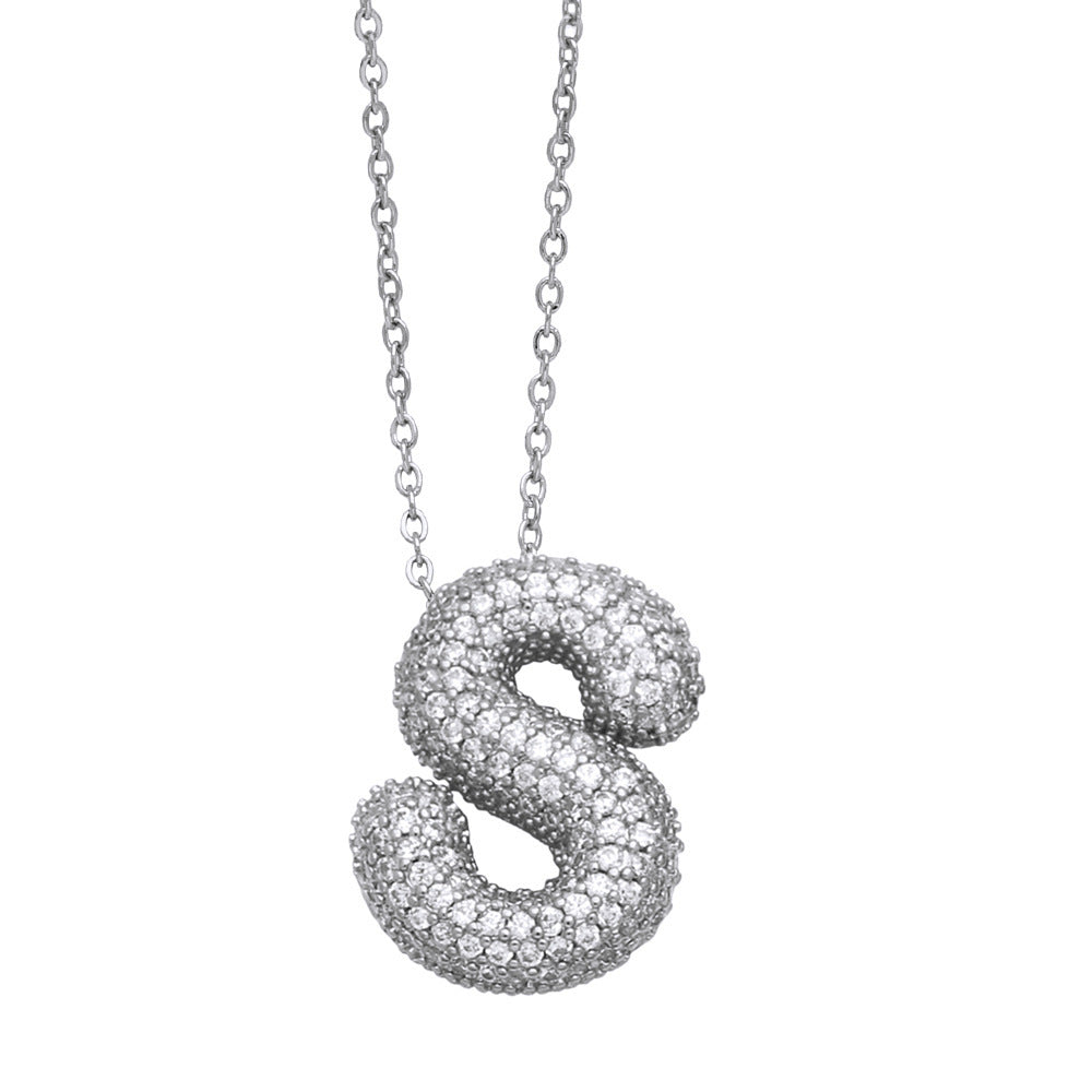 26 English Letter Necklace For Women Inlaid Zircon - KuzuSHOP