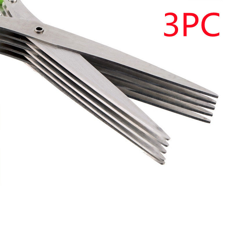 Multifunctional Multi-layer Green Onion Scissors Stainless Steel Onion Cutting Knife Herb Seaweed Spice Scissors Kitchen Scissor Kitchen Gadgets - KuzuSHOP
