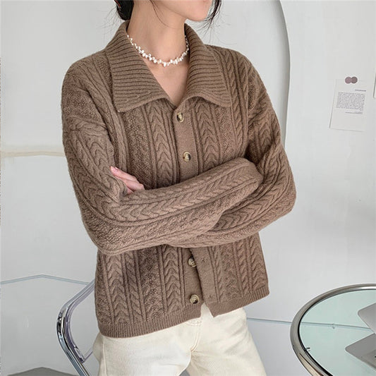 Vintage Twist Two Lapel Knit Sweater - KuzuSHOP