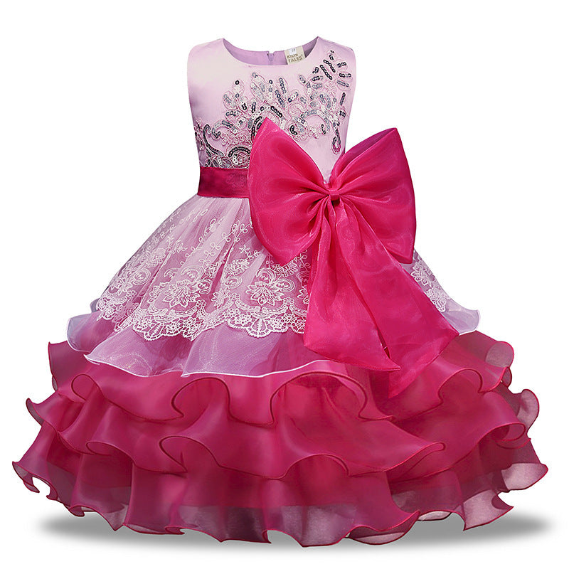 Girls' Sequined Dress Bow Kids Skirt - KuzuSHOP