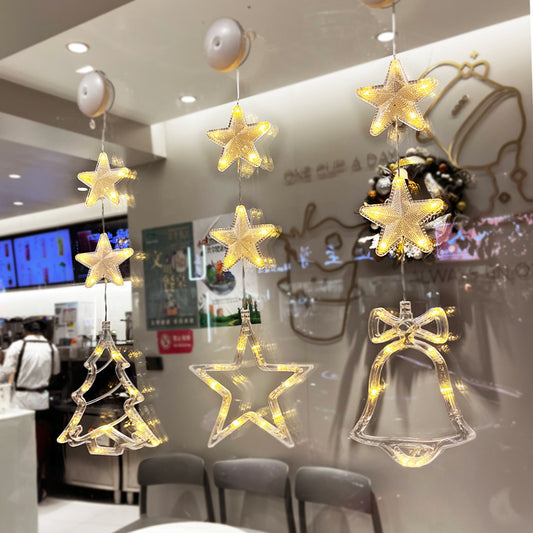Christmas 3pcs LED Light Star, Xmas Tree Hanging Ornaments Decoration For Home, Christmas Decorations - KuzuSHOP